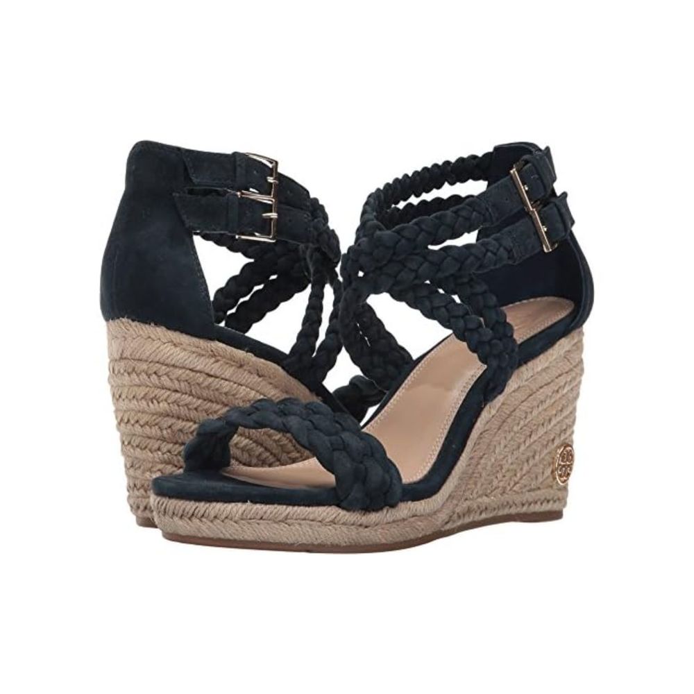 NWOB | Tory Burch Bailey Braid Suede Espadrille Wedge Sandal | Navy | 7M